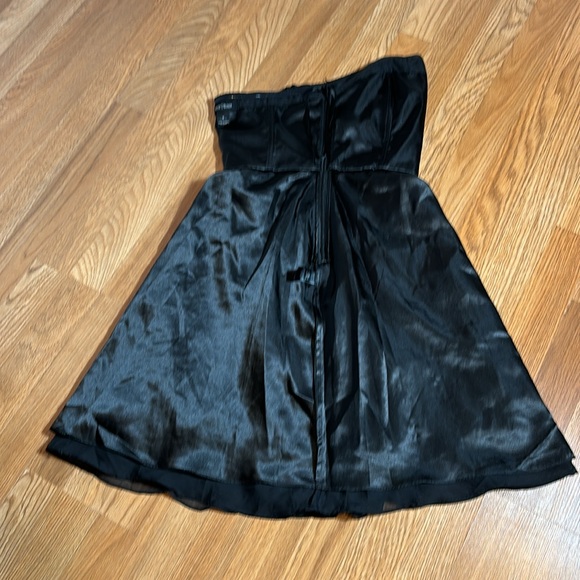 White House Black Market, strapless solid black ruffle midi dress. Size 0. - Picture 10 of 17
